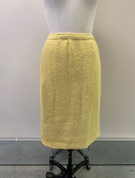 Womens, 1960s Vintage, Suit, Skirt, I. MAGNIN, Yellow, Wool, Acrylic, Solid, Side Zipper, *Small Tear at Bottom Hem*