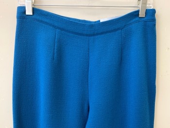 Womens, Suit, Pants, MATTIOLO, Teal Blue, Wool, Solid, W30, F.F, Side Pockets