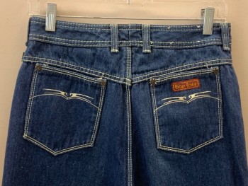 Womens, Jeans, BONJOUR, Dk Blue, Cotton, Solid, W28, F.F, Top And Back Pockets, Zip Front, Belt Loops, Straight Fit