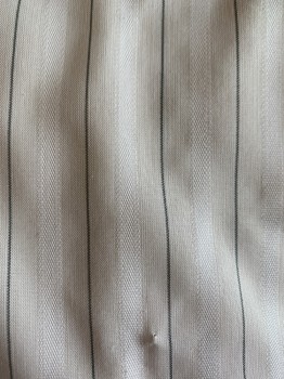 RICK POLLACK, Cream, Off White, Gray, Cotton, Polyester, Stripes - Vertical , C.A., Button Front, L/S,