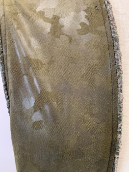 Mens, Historical Fiction Vest, MTO, Moss Green, Brown, Taupe, Synthetic, Splotches, Camouflage, C:54, Round Neck, No Front Closures, Tuck On Front Right & Left Side At Waist, 2 Wood Pyramids At Hem On Front Right Side