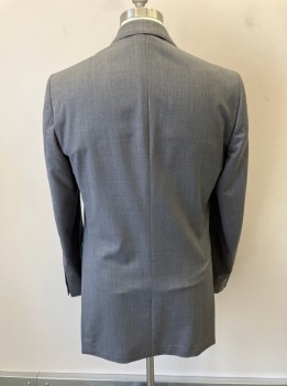 BROOKS BROTHERS, Lt Gray, Wool, Solid, Notched Lapel, 2 Button Front, 3 Pockets  2 Back Vents