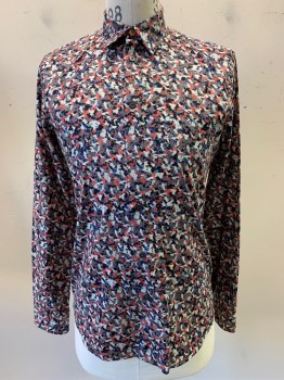 Paul Smith, White, Putty/Khaki Gray, Black, Blue, Rose Pink, Cotton, Calico , L/S, Button Front, Collar Attached