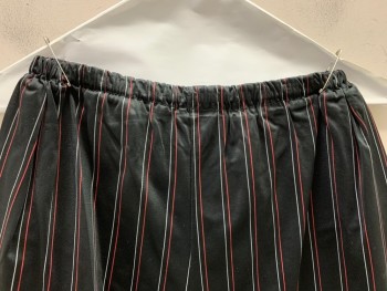 ADIDAS, Black, Red, White, Nylon, Stripes - Vertical , Elastic Waist Band