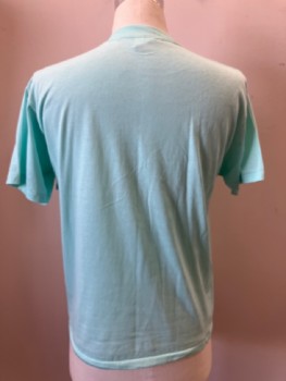 Mens, T-shirt, ROYAL, Mint Green, Cotton, Polyester, Solid, L, CN, S/S,