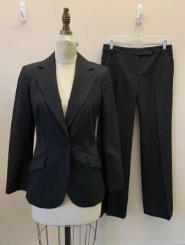 Womens, Suit, Jacket, ADRIENNE VITTADINI, Black, Pink, Gray, Wool, Polyester, Stripes - Pin, 2, Single Breasted, Notched Lapel, Top Pockets,