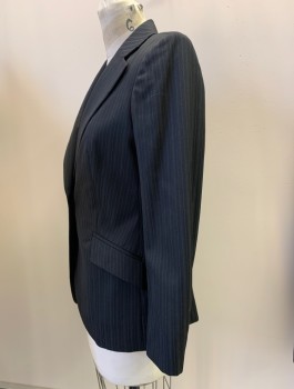ADRIENNE VITTADINI, Black, Pink, Gray, Wool, Polyester, Stripes - Pin, Single Breasted, Notched Lapel, Top Pockets,