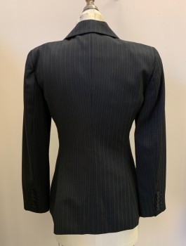 Womens, Suit, Jacket, ADRIENNE VITTADINI, Black, Pink, Gray, Wool, Polyester, Stripes - Pin, 2, Single Breasted, Notched Lapel, Top Pockets,