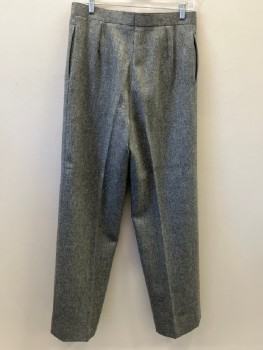 Mens, 1920s Vintage, Suit, Pants, N/L, Heather Gray, Wool, Heathered, 32/32, Double Pleated, 2 Welt Pockets On Seam, Button Fly, Tab Waist, Cuffed