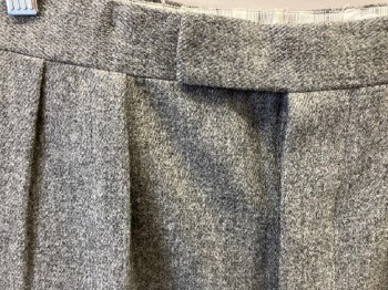 Mens, 1920s Vintage, Suit, Pants, N/L, Heather Gray, Wool, Heathered, 32/32, Double Pleated, 2 Welt Pockets On Seam, Button Fly, Tab Waist, Cuffed