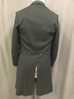 MTO, Black, Wool, Polyester, Solid, Prince Albert, Frock Coat,  Double Breasted, Notched Lapel with Satin Insert,