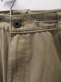 TIMBERLAND, Lt Brown, Cotton, Solid, Twill, Flat Front, Zip Fly, Straight Leg, 5 Pockets