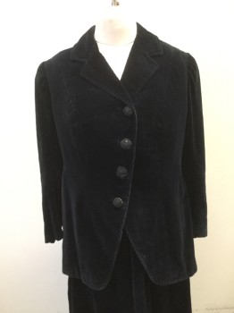N/L, Navy Blue, Cotton, Solid, Wide Wail Cord. Notched Lapel, 4 Button Single Breasted,