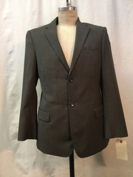 BCBG, Heather Gray, Wool, Heathered, Heather Gray, Notched Lapel, Collar Attached, 2 Buttons,  3 Pockets,