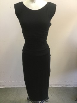 Womens, Dress, Sleeveless, BAILEY 44, Black, Spandex, Rayon, Solid, XS, Crew Neck, Rouched Wide Waist Band
