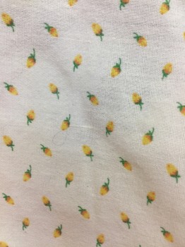N/L, Lt Yellow, Yellow, Green, Poly/Cotton, Floral, Short Sleeves,