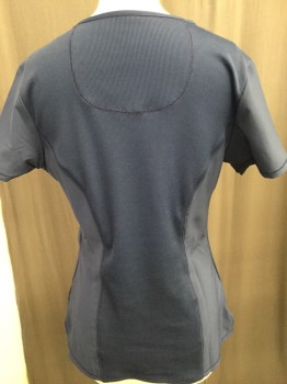 Womens, Nurse, Top/Smock, INFINITY, Midnight Blue, Polyester, Spandex, Solid, XS, Sewn Down Cross Over V-neck, Short Sleeves, Slit Pockets, Topstitch Detail, Ribbed Back