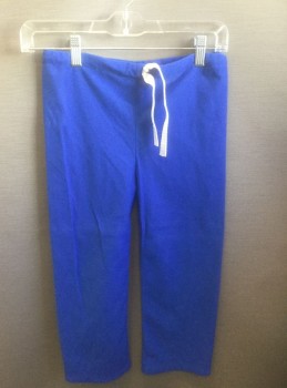 Unisex, Pediatric Pj Bottoms, ANGELICA, Royal Blue, Polyester, Solid, M, Flannel, White Drawstring at Waist