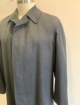 Mens, Coat, Overcoat, GIANNI FILACCI, Dk Gray, Wool, Solid, 44, Single Breasted, Covered Button Placket with 3 Buttons,  Collar Attached, 2 Welt Pockets, Black Self Pinstripe Lining