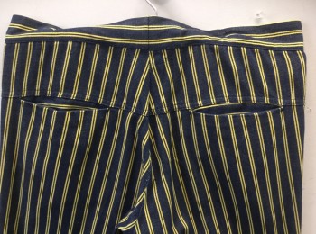 Mens, Pants, LEE, Navy Blue, Yellow, Cotton, Stripes - Vertical , 32/33, Double Pinstripes, Slight Boot Cut, Flat Front, Zip Fly, 4 Pockets,