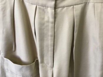 Womens, 1980s Vintage, Piece 2, MTO, Tan Brown, Polyester, Solid, 29, Walking Shorts, Double Pleats, 2 Welt Pocket, 1 Patch Pocket,