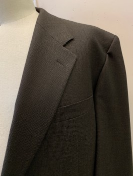 Mens, Suit, Jacket, CARLO SCOTTI, Brown, Polyester, Synthetic, 2 Color Weave, 42/30, 52XL, Single Breasted, 2 Buttons, Notched Lapel, 3 Pockets,