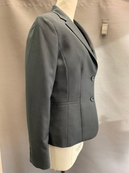Womens, Suit, Jacket, Edwards, Charcoal Gray, Polyester, Solid, 0, 3 Buttons, Single Breasted, Notched Lapel, Top Pockets