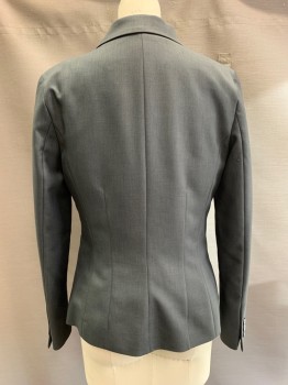 Womens, Suit, Jacket, Edwards, Charcoal Gray, Polyester, Solid, 0, 3 Buttons, Single Breasted, Notched Lapel, Top Pockets