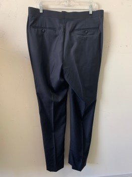SUIT SUPPLY, Midnight Blue, Black, Wool, Solid, F.F, Side Pockets, Front, Black Side Band