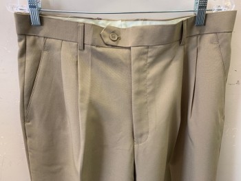 MILANO MODA, Tan Brown, Polyester, Solid, Pleated Front, Button Tab,