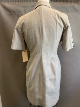 Womens, Dress, Short Sleeve, ATRIUM, Khaki Brown, White, Olive Green, Polyester, Rayon, Plaid, 12, Double Breasted, Shawl Collar, 2 Pockets, Below Knee Length