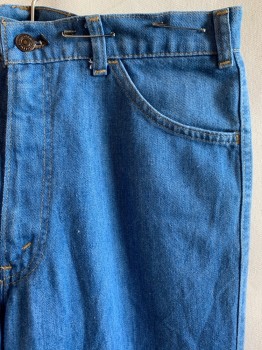 Mens, Jeans, LEVI'S, Denim Blue, Cotton, Solid, 32/36, 4 Pockets, Zip Fly, Belt Loops, Flare Leg