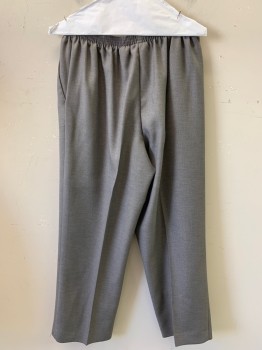 Womens, Pants, Alfred Dunner, Gray, Polyester, Solid, 14, Elastic Waist Band, Side Pockets,