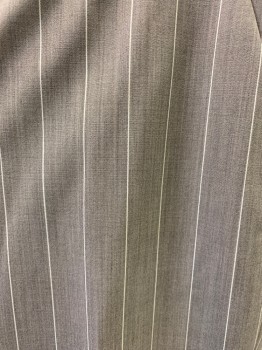 Womens, Suit, Pants, THEORY, Mushroom-Gray, Wool, Cupro, Stripes - Pin, 6, Flat Front, Belt Loops, 4 Pockets,2 are Welt