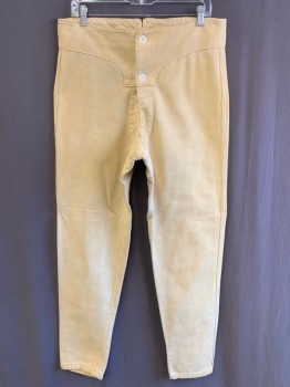 Mens, Historical Fiction Pants, NL , Sand, Cotton, Solid, 34, Front & Back Wide Yoke Waist Band, 2 Button Front, Lace Back