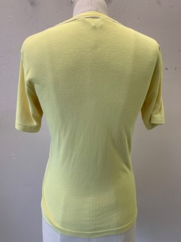Cindy Jordan, Yellow, Cotton, Solid, S/S, V Neck, 3 Buttons,