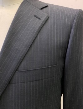 MATTARAZI UOMO, Charcoal Gray, White, Wool, Stripes - Pin, 2 Button, 3 pocket, 2 vent