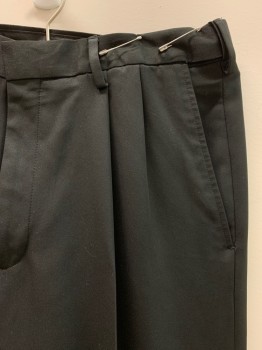 HAGGAR, Black, Wool, Solid, Pleated Front, 4 Pockets, Zip Fly, Cuffed