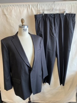 BROOKS BROTHERS, Charcoal Gray, Wool, Heathered, Single Breasted, 2 Buttons, 3 Pockets, Notched Lapel, Single Vent
