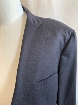 BROOKS BROTHERS, Charcoal Gray, Wool, Heathered, Single Breasted, 2 Buttons, 3 Pockets, Notched Lapel, Single Vent