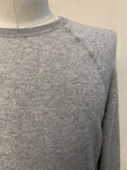 Mens, Pullover Sweater, VINCE, Lt Gray, Wool, Cashmere, Solid, Heathered, L, CN, L/S,