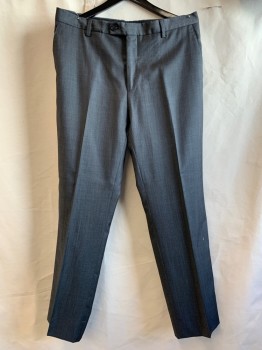 John Varvatos, Charcoal Gray, Wool, Silk, Solid, 4 Pockets, Belt Loops, Offset Button at Waist