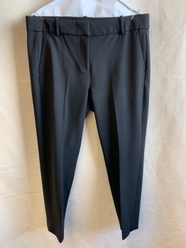 Womens, Slacks, J. CREW, Black, Polyester, Solid, 10, F.F, Low Rise, Zip Front, Belt Loops, 4 Pckts, Stitched Closed Front Pockets
