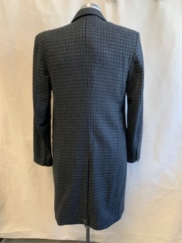 Mens, Coat, Overcoat, RAG & BONE, Gray, Black, Wool, Plaid, 42R, Single Breasted, 3 Buttons,  3 Pockets, Notched Lapel, Single Cuff Button