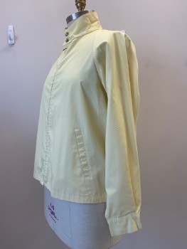 Mens, Jacket, LONDON FOG, Lt Yellow, Polyester, Cotton, Solid, 46L, L/S, Zip Front, Collar Band With 2 Butons., Slant Welt Pockets,