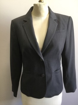 Womens, Suit, Jacket, CALVIN KLEIN, Gray, Polyester, Rayon, Solid, 4, Single Breasted, 2 Buttons, Notched Lapel, 3 Pockets,