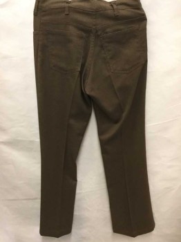 LEVI STRAUSS, Brown, Linen, Polyester, Solid, Linen Blend, Flat Front, Zip Fly, 4 Pockets, Boot Cut Leg, Levi Strauss Labelled On Button At Fly