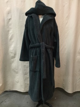 Womens, SPA Robe, MELSIMO, Gray, Synthetic, Solid, S/M, Gray, Belt