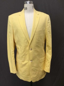 Mens, Sportcoat/Blazer, SADDLEBRED, Yellow, Cotton, Solid, 40L, 2 Buttons,  Single Breasted,notched Lapel 2 Pockets With Flaps