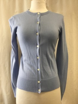 ANN TAYLOR, French Blue, Cotton, Modal, Solid, Button Front,